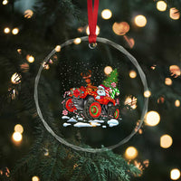 Funny Xmas Crystal Glass Ornament Santa Reindeer Riding Monster Truck TS09