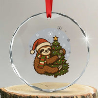 Funny Xmas Crystal Glass Ornament Slothin Around The Christmas Tree TS12