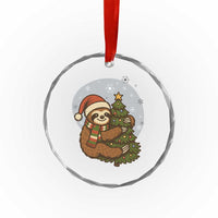 Funny Xmas Crystal Glass Ornament Slothin Around The Christmas Tree TS12