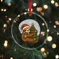 Funny Xmas Crystal Glass Ornament Slothin Around The Christmas Tree TS12