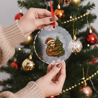Funny Xmas Crystal Glass Ornament Slothin Around The Christmas Tree TS12