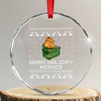 Funny Xmas Crystal Glass Ornament Warm Holiday Wishes Dumpster Fire TS10