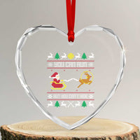Funny Xmas Deer Hunting Heart Crystal Glass Ornament You Can Run But You Can't Hide Santa - Wonder Print Shop
