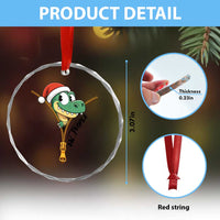 Funny Xmas Dinosaur Crystal Glass Ornament Ew People Xmas Gift TS12
