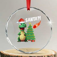 Funny Xmas Dinosaurs Extinction Crystal Glass Ornament Is That Santa Cute Dino TS09