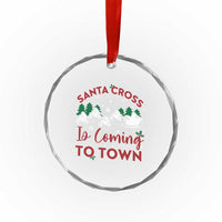 Funny Xmas Dirt Bike Crystal Glass Ornament Santa Cross Is Coming To Town Motorcross TS11