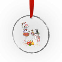 Funny Xmas Drinking Party Crystal Glass Ornament Snowman Cheer Wine TS09