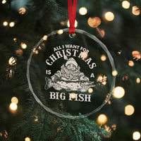 Funny Xmas Fishing Crystal Glass Ornament All I Want For Christmas Is A Big Fish Santa TS11