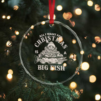 Funny Xmas Fishing Crystal Glass Ornament All I Want For Christmas Is A Big Fish Santa TS11