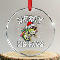 Funny Xmas Fishing Crystal Glass Ornament Merry Fishmas Bass Fish Rod TS11