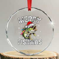 Funny Xmas Fishing Crystal Glass Ornament Merry Fishmas Bass Fish Rod TS11