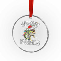 Funny Xmas Fishing Crystal Glass Ornament Merry Fishmas Bass Fish Rod TS11