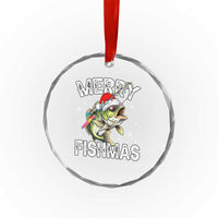 Funny Xmas Fishing Crystal Glass Ornament Merry Fishmas Bass Fish Rod TS11
