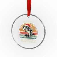 Funny Xmas Fishing Crystal Glass Ornament Merry Fishmas Vintage Sunset Retro TS11