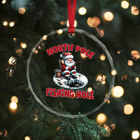 Funny Xmas Fishing Crystal Glass Ornament North Pole Fishing Hole Cute Santa TS11