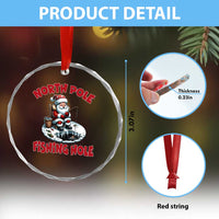 Funny Xmas Fishing Crystal Glass Ornament North Pole Fishing Hole Cute Santa TS11