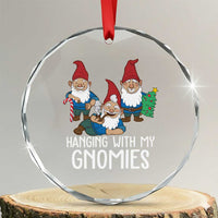 Funny Xmas Garden Crystal Glass Ornament Hanging With My Gnomies TS09