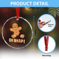 Funny Xmas Gingerbread Crystal Glass Ornament Oh Snap Cookie Baking TS11
