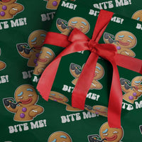 Funny Xmas Gingerbread Man Wrapping Paper Roll Funny Sexy Cookie Bite Me - Wonder Print Shop