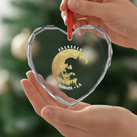 Funny Xmas Godzilla Heart Crystal Glass Ornament Falalala Godzil La Santa Reindeers Xmas Japanese Monster - Wonder Print Shop