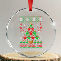 Funny Xmas Grilling Crystal Glass Ornament Merry Grill Mas Santa Grilling BBQ Smoking Meat TS09