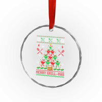 Funny Xmas Grilling Crystal Glass Ornament Merry Grill Mas Santa Grilling BBQ Smoking Meat TS09