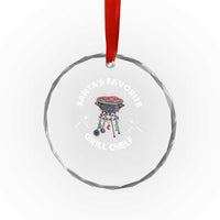 Funny Xmas Grilling Crystal Glass Ornament Santa's Favorite Grill Chelf BBQ TS09