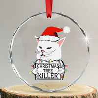 Funny Xmas Grumpy Cat Crystal Glass Ornament Xmas Tree Killer Santa Kitten TS12