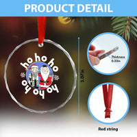 Funny Xmas Hanukkah Crystal Glass Ornament Triple Ho Yo Santa Hebrew Snowflake Menorah TS11