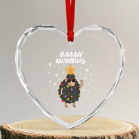 Funny Xmas Heart Crystal Glass Ornament Baaah Humbug Black Sheep Christmas Tree - Wonder Print Shop