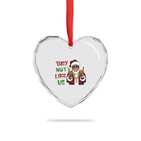 Funny Xmas Hiphop Black Santa Heart Crystal Glass Ornament They Not Like Us African American Christmas - Wonder Print Shop