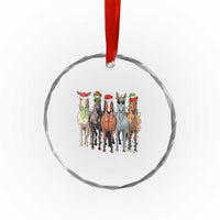 Funny Xmas Horse Crystal Glass Ornament Xmas Light Reindeer Horses Crew with Santa Hat TS02