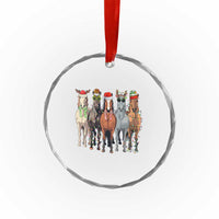 Funny Xmas Horse Crystal Glass Ornament Xmas Light Reindeer Horses Crew with Santa Hat TS02