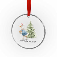 Funny Xmas Ice Skating Crystal Glass Ornament Have An Ice Day Goose Xmas Tree TS11