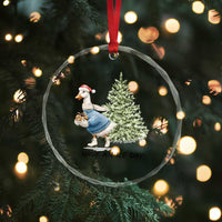 Funny Xmas Ice Skating Crystal Glass Ornament Have An Ice Day Goose Xmas Tree TS11