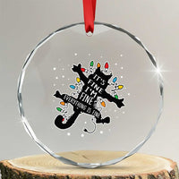 Funny Xmas It's Fine I'm Fine Everything Is Fine Crystal Glass Ornament Black Cat TS11