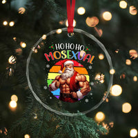Funny Xmas LGBT Crystal Glass Ornament Ho Ho Ho Mosexual Rainbow Santa TS11