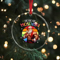 Funny Xmas LGBT Crystal Glass Ornament Ho Ho Ho Mosexual Rainbow Santa TS11
