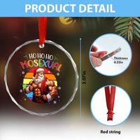 Funny Xmas LGBT Crystal Glass Ornament Ho Ho Ho Mosexual Rainbow Santa TS11