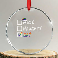 Funny Xmas LGBT Crystal Glass Ornament Naughty Nice Gay TS09