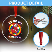 Funny Xmas LGBT Crystal Glass Ornament Santa Ho Ho Ho Homosexual TS09