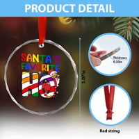 Funny Xmas LGBT Crystal Glass Ornament Santas Favorite Ho Rainbow TS09