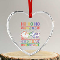 Funny Xmas LGBT Heart Crystal Glass Ornament Ho Ho Ho Homosexual - Wonder Print Shop