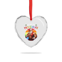 Funny Xmas LGBT Heart Crystal Glass Ornament Ho Ho Ho Mosexual Rainbow Santa - Wonder Print Shop