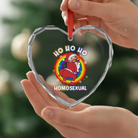 Funny Xmas LGBT Heart Crystal Glass Ornament Santa Ho Ho Ho Homosexual - Wonder Print Shop