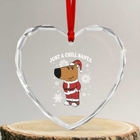 Funny Xmas Meme Just A Chill Santa Heart Crystal Glass Ornament - Wonder Print Shop