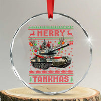 Funny Xmas Military Crystal Glass Ornament Merry Tankmas Tank Veteran Army TS09