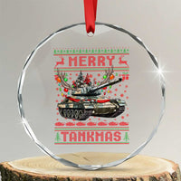 Funny Xmas Military Crystal Glass Ornament Merry Tankmas Tank Veteran Army TS09