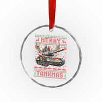 Funny Xmas Military Crystal Glass Ornament Merry Tankmas Tank Veteran Army TS09