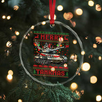 Funny Xmas Military Crystal Glass Ornament Merry Tankmas Tank Veteran Army TS09